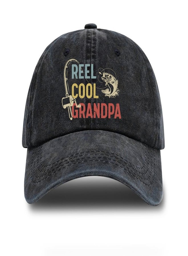 rofiowa Reel Cool Grandpa Adjustable Vintage Washed Cotton Baseball Cap, Funny Retro Trucker Hat for Men Grandpa Dad Fishing Lover, Retirement Birthday Gift for Fisherman - Image 1